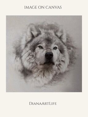 Photograph on Canvas 8" x 8" Wolf Original Art Decor